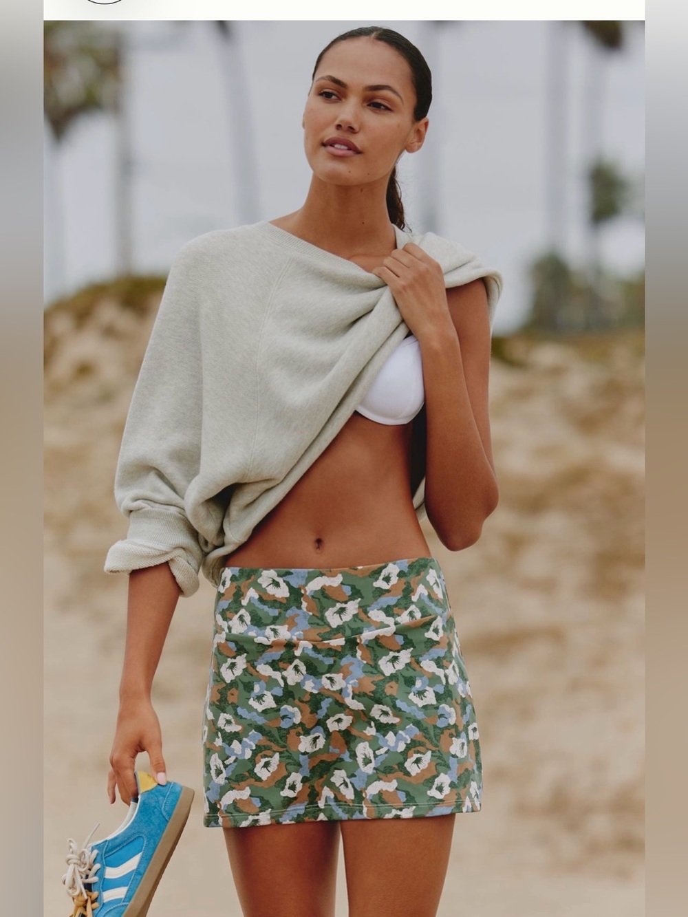 Anthropologie  Daily Practice performance Floral Printed Mini Skort Green Size M